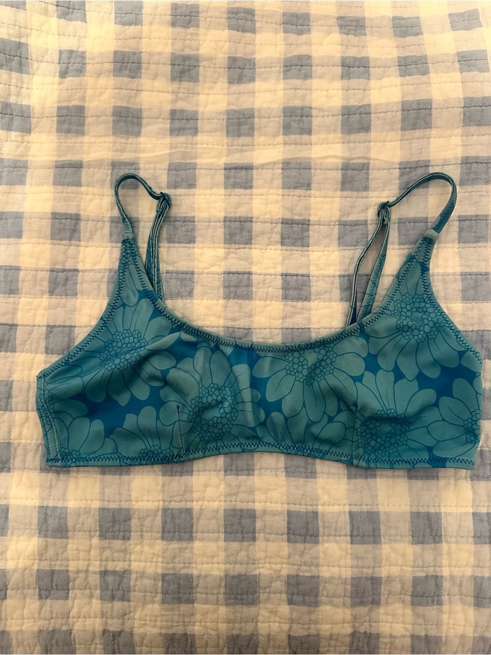 Triangl Swimwear Blue Floral Scoop Bikini Top | M